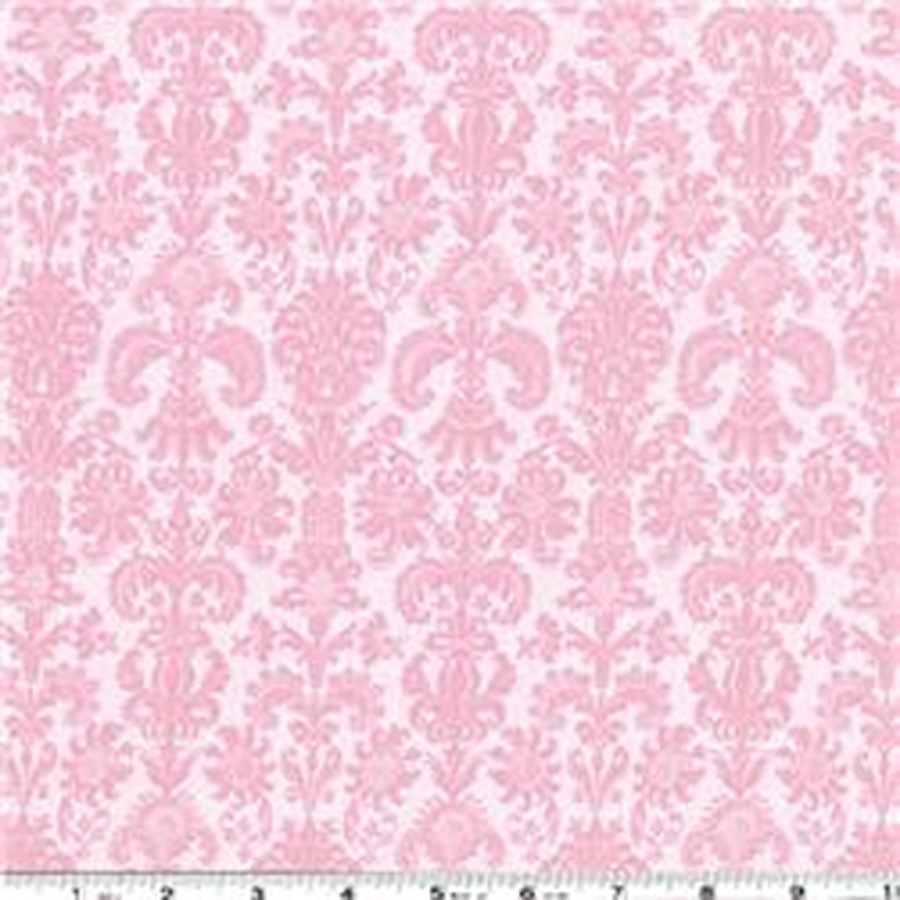 Pink and Black Damask Fabric
